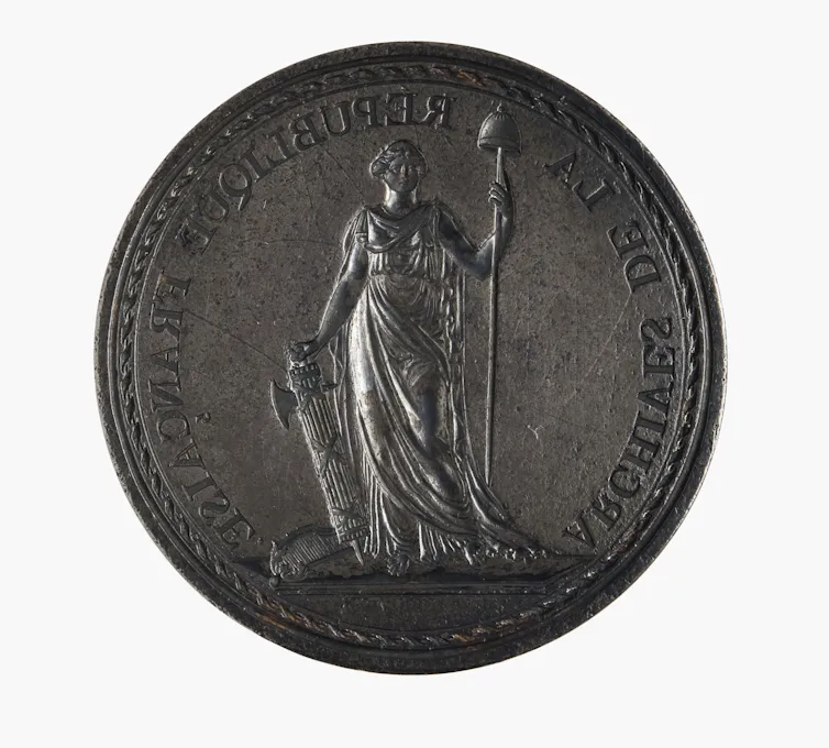 Matrice du sceau des Archives de la République française, 1792 (matrice en argent gravée en creux, 120 mm)
